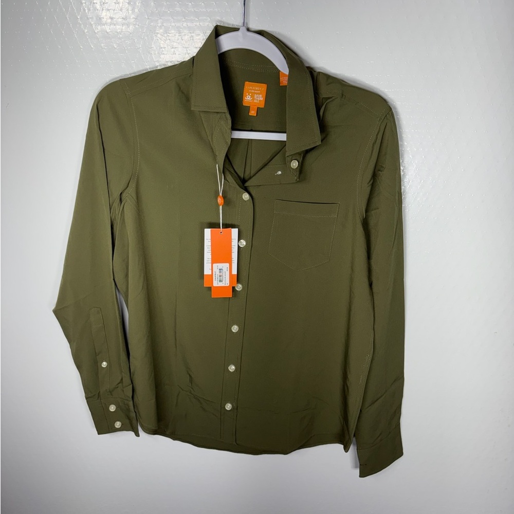 Stylish Olive Green Button-Down Shirt 323
